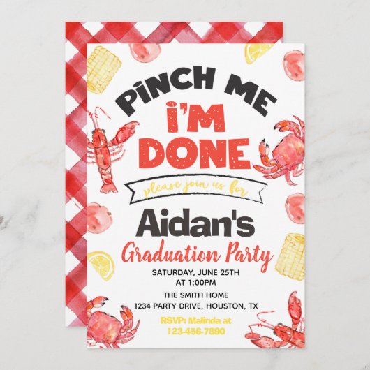 クロフィッシュ卒業パーティー招待状 |卒業 招待状 (正面/裏面)