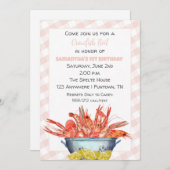 クロフィッシュ女の子のための最初の誕生日招待状を沸騰 シーズンカード (正面/裏面)