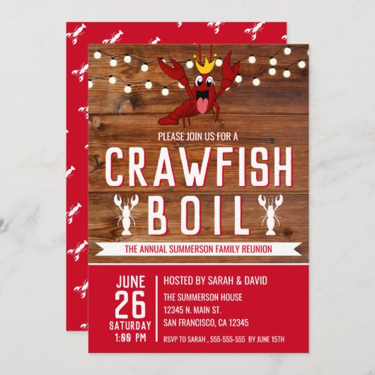 クロフィッシュ年間夏の家族の懇親会パーティー 招待状 (正面/裏面)