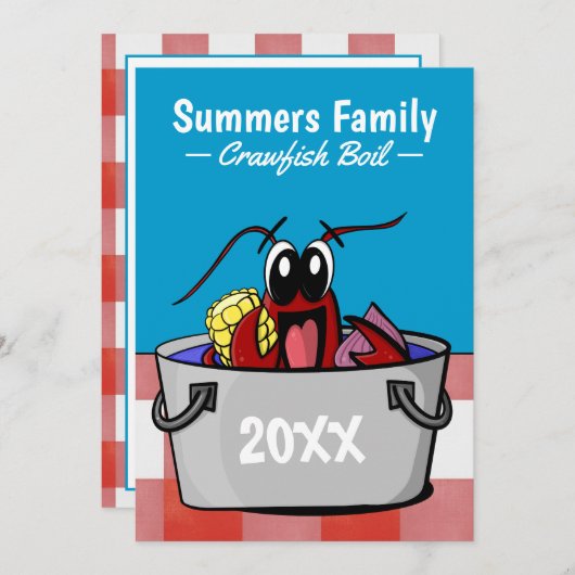 クロフィッシュ年間家族のパーティーピクニック 招待状 (正面/裏面)