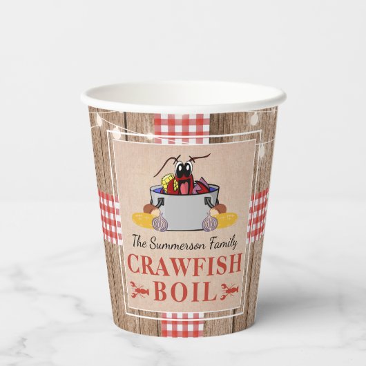 クロフィッシュ年間家族のパーティー素朴ピクニック 紙コップ (裏面)