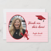 クロフィッシュ煮詰め私ピンク&赤フォト卒業 招待状 (正面)