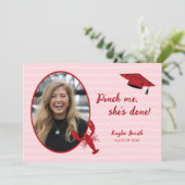 クロフィッシュ煮詰め私ピンク&赤フォト卒業 招待状 (スタンド正面)