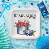 クロフィッシュ&キャップ:ゆでた卒業お祝い ペーパープレート (パーティー)