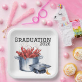 クロフィッシュ&キャップ:ゆでた卒業お祝い ペーパープレート (パーティー)