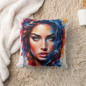 クロマティックミューズ – ネオンスプラッシュポートレート クッション (ブランケット)