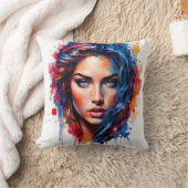 クロマティックミューズ – ネオンスプラッシュポートレート クッション (ブランケット)