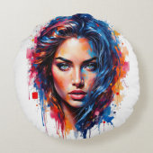 クロマティックミューズ – ネオンスプラッシュポートレート ラウンドクッション (裏面)