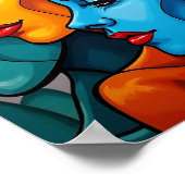 クロマティック美しい鮮やかアポップ・アートのート女性ポートレート ポスター (角)