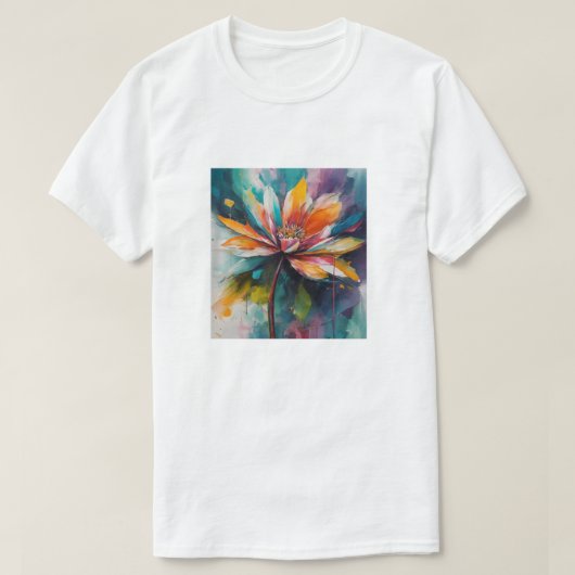 クロマティック開花抽象芸術フラワーアート Tシャツ (デザイン正面)