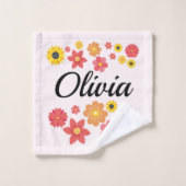 クロマティック開花 – 名前の追加 バスタオルセット (ウォッシュタオル)