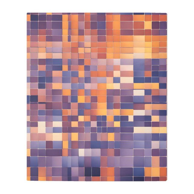 クロマフラックス：グラデーショングリッドクールの色調と暖かい色調 メタルプリント (正面)