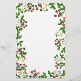 クロミキイチゴの花柄の文房具 便箋