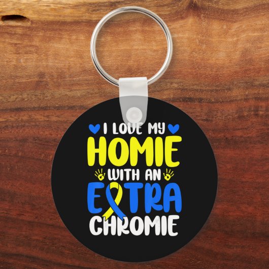 クロミースダウン症候群で私の家を愛する キーホルダー (正面)