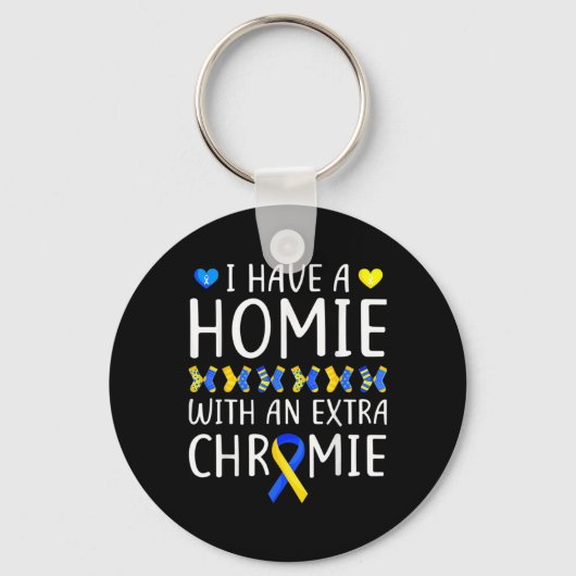 クロミースダウン症候群のホームがある キーホルダー (正面)