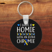 クロミースダウン症候群のホームがある キーホルダー (正面)