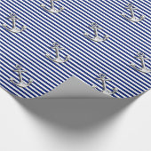 クロムいかりオンネイビーストライプデコール ラッピングペーパー (角)