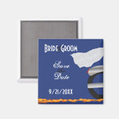 クロムとレースのバイクもしくは自転車に乗る人日付磁石を保存 マグネット (正面/裏面)