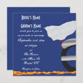 クロムとレースのバイクもしくは自転車に乗る人結婚式招待状 招待状 (正面/裏面)