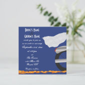 クロムとレースのバイクもしくは自転車に乗る人結婚式招待状 招待状 (スタンド正面)