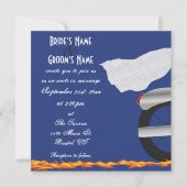 クロムとレースのバイクもしくは自転車に乗る人結婚式招待状 招待状 (正面)