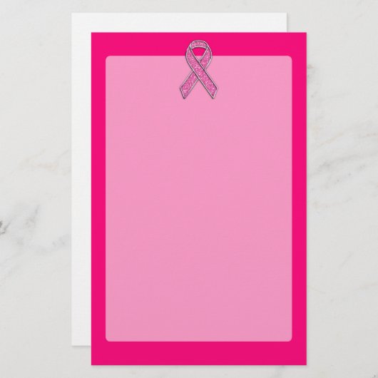 クロムによってベルトを付けられるグリッターのスタイルのピンクのリボンの認識度 便箋 (正面/裏面)