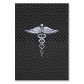 クロムのようなカドゥセウス医療シンボル炭素繊維 テーブルナンバー (正面)