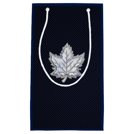 クロムのようなメープルリーフのレイシー炭素繊維プリント スモールペーパーバッグ (正面)