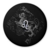 クロムのようなレオ〔占星術の〕十二宮図のサインHevelius 1690 セラミックノブ (正面)