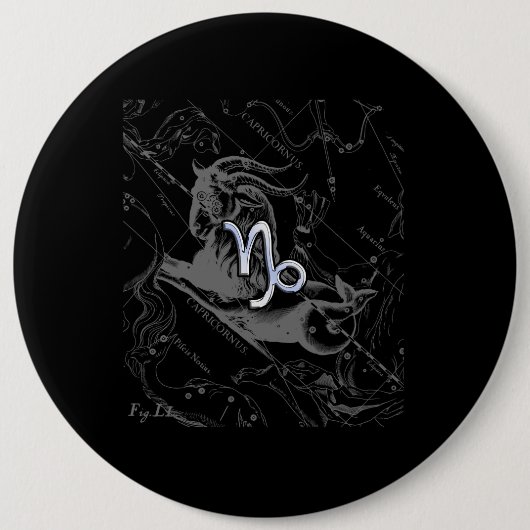 クロムのような山羊座〔占星術の〕十二宮図サインオンヘベリウス 缶バッジ (正面)