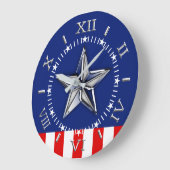 クロムのような星のフェスティバル愛国色ダイヤル ラージ壁時計 (傾斜)