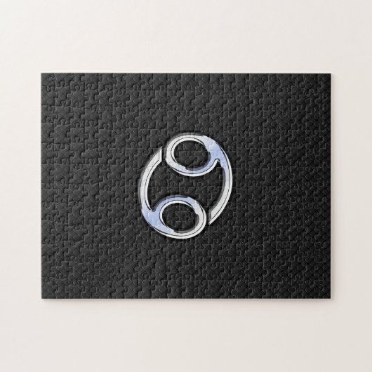 クロムのような癌の〔占星術の〕十二宮図のサインが黒 ジグソーパズル (横)