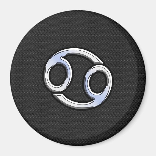 クロムのような癌の〔占星術の〕十二宮図のサインが黒 マグネット (正面)