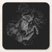 クロムのようなTaurus〔占星術の〕十二宮図サインオンヘベリウス スクエアペーパーコースター (正面)