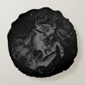 クロムのようなTaurus〔占星術の〕十二宮図サインオンヘベリウス ラウンドクッション (裏面)