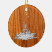 クロムはチーク木の漁船を好みます セラミックオーナメント (左)