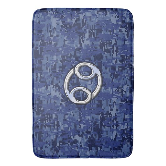 クロムはデジタル青い迷彩柄の蟹座の印を好みます バスマット (正面縦)