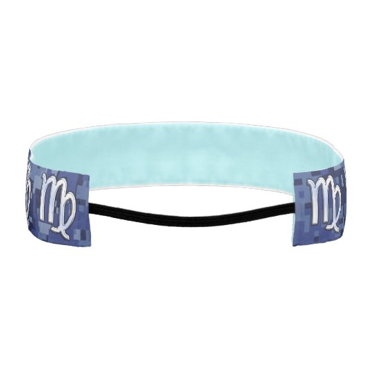 クロムはデジタル青い迷彩柄の《星座》乙女座の(占星術の)十二宮図の印を好みます アスレチックヘッドバンド (裏面)