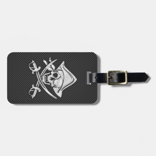 クロムは黒いカーボン繊維の海賊を好みます ラゲッジタグ (正面横)