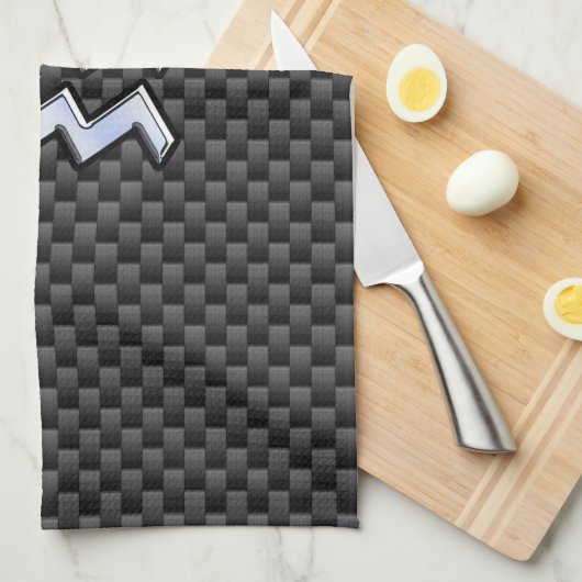 クロムアクエリアス〔占星術の〕十二宮図サインカーボンファイバースタイル キッチンタオル (四つ折り)