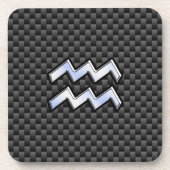 クロムアクエリアス〔占星術の〕十二宮図サインカーボンファイバースタイル コースター (正面)