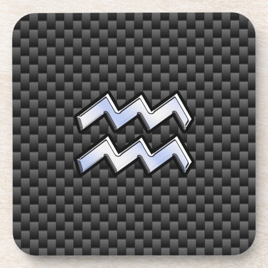 クロムアクエリアス〔占星術の〕十二宮図サインカーボンファイバースタイル コースター (正面)