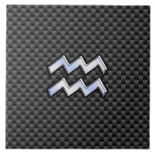 クロムアクエリアス〔占星術の〕十二宮図サインカーボンファイバースタイル タイル (正面)