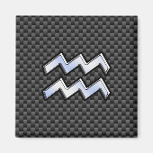 クロムアクエリアス〔占星術の〕十二宮図サインカーボンファイバースタイル マグネット (正面)