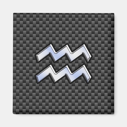 クロムアクエリアス〔占星術の〕十二宮図サインカーボンファイバースタイル マグネット (正面)