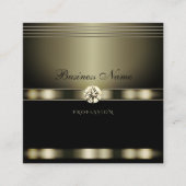 クロムエエレガントフェクトとダイヤモンド付き黒フェイク色 スクエア名刺 (正面)