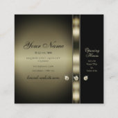 クロムエエレガントフェクトとダイヤモンド付き黒フェイク色 スクエア名刺 (裏面)