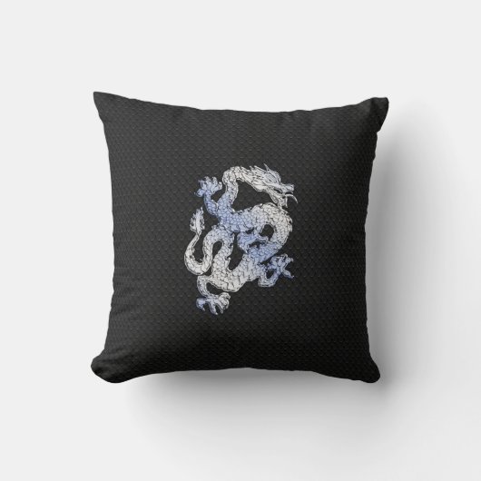 クロムオリエントスタイルドラゴンブラックスネークスキンプリント クッション (正面)