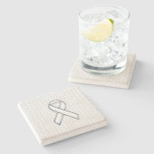 クロムオンホワイトシェブロンリボン認識度プリント ストーンコースター (横)