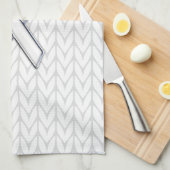 クロムオンホワイト編み物リボン認識度プリント キッチンタオル (四つ折り)